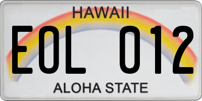HI license plate EOL012