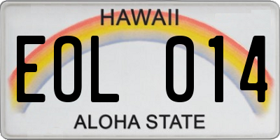 HI license plate EOL014