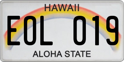 HI license plate EOL019