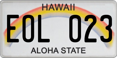 HI license plate EOL023