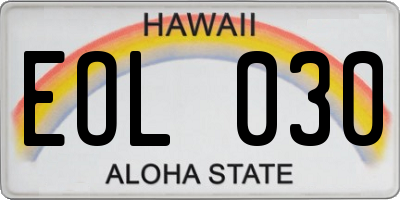 HI license plate EOL030