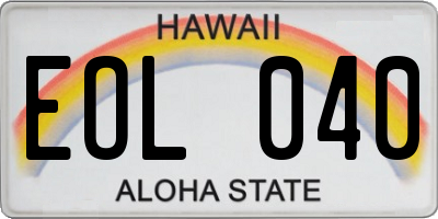 HI license plate EOL040