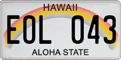 HI license plate EOL043