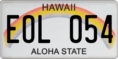 HI license plate EOL054