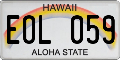 HI license plate EOL059