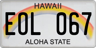 HI license plate EOL067