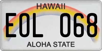 HI license plate EOL068