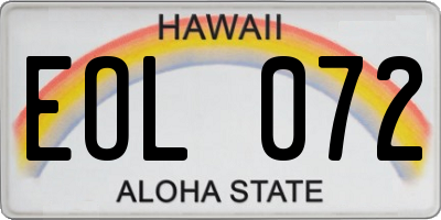 HI license plate EOL072