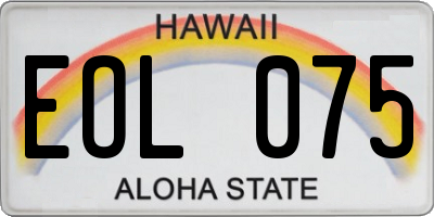 HI license plate EOL075