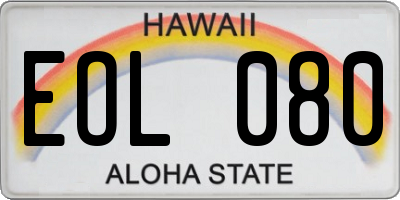HI license plate EOL080