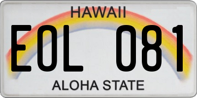 HI license plate EOL081