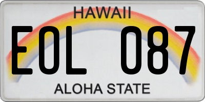 HI license plate EOL087