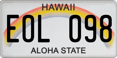 HI license plate EOL098