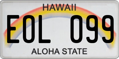 HI license plate EOL099
