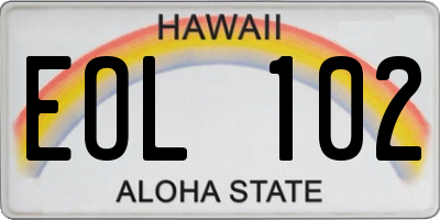 HI license plate EOL102