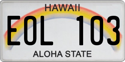 HI license plate EOL103