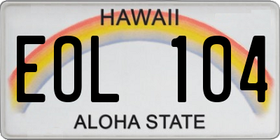 HI license plate EOL104