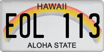 HI license plate EOL113