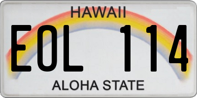 HI license plate EOL114