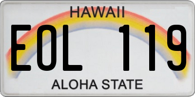 HI license plate EOL119
