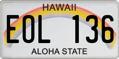 HI license plate EOL136