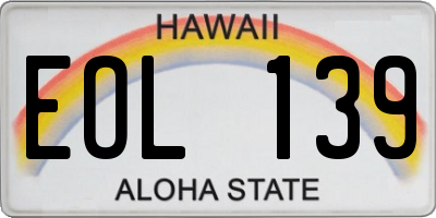 HI license plate EOL139