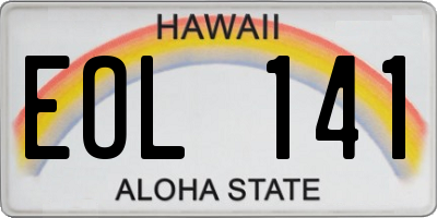 HI license plate EOL141