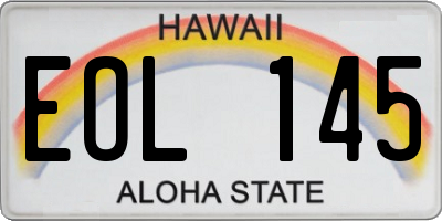HI license plate EOL145