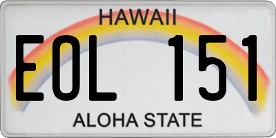 HI license plate EOL151