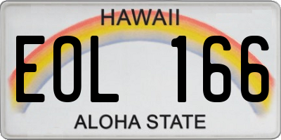 HI license plate EOL166