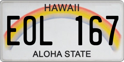 HI license plate EOL167