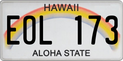 HI license plate EOL173