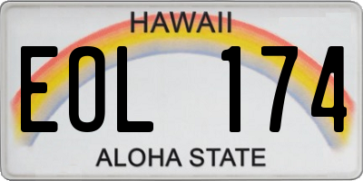 HI license plate EOL174