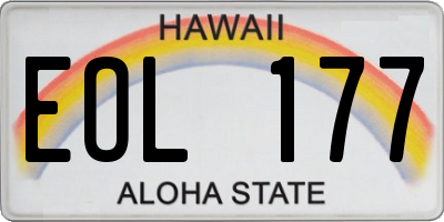 HI license plate EOL177