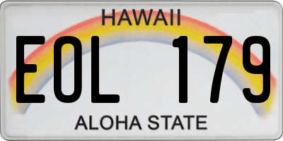 HI license plate EOL179
