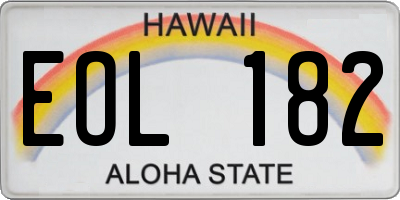 HI license plate EOL182