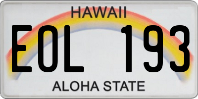 HI license plate EOL193