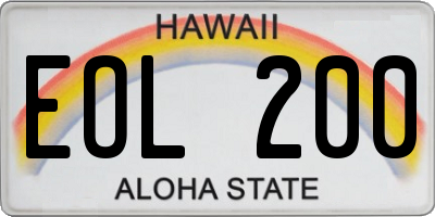 HI license plate EOL200