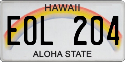 HI license plate EOL204
