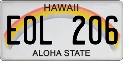 HI license plate EOL206