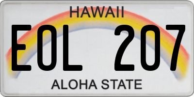 HI license plate EOL207