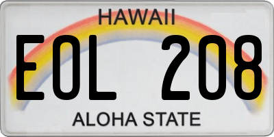 HI license plate EOL208