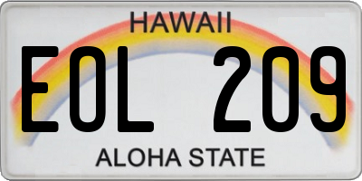 HI license plate EOL209