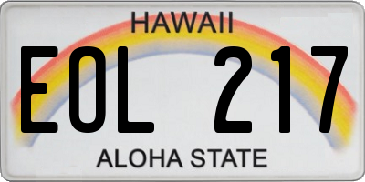 HI license plate EOL217