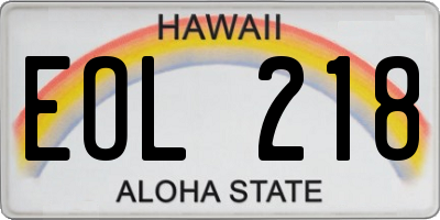 HI license plate EOL218