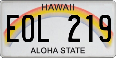 HI license plate EOL219