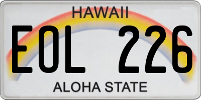 HI license plate EOL226