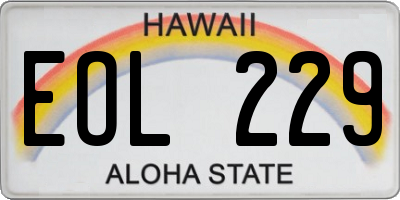 HI license plate EOL229