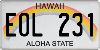 HI license plate EOL231