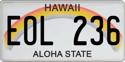 HI license plate EOL236